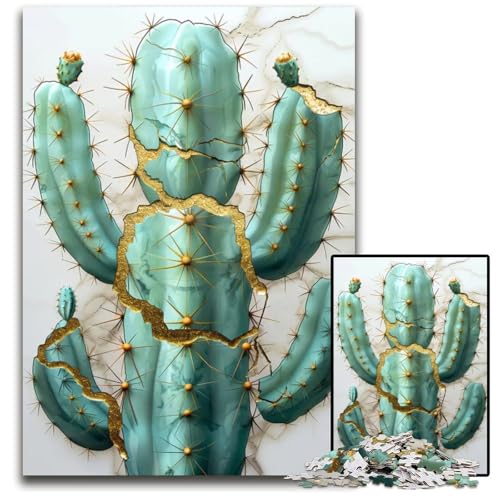 Abstraktes KintsugiKaktusPuzzle 1000 Teile für Erwachsene anspruchsvolle Puzzles Denksportaufgabe interaktives Familienspiel geeignet für Kinder ab 14 Jahren 1000 Teile (75 x 50 cm) von CXUOSADIP