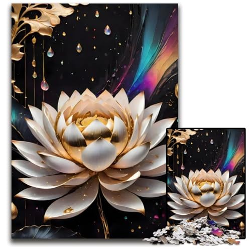 Abstraktes LotusblumenPuzzle 1000 Teile Holzpuzzle perfekt für Teenager und Sammler ideale Heimdekoration und Reisegeschenk 1000 Teile (38 x 26 cm) von CXUOSADIP