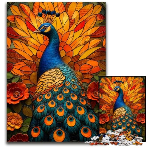 Abstraktes PfauenKintsugiPuzzle 1000 Teile für Erwachsene Puzzle Spiel für Erwachsene Geschenk interaktives Familienspiel GehirnHerausforderung Geschenk 1000 Teile (75 x 50 cm) von CXUOSADIP