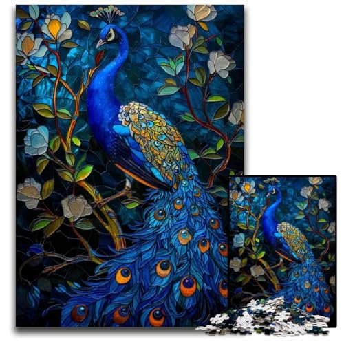 Abstraktes PfauenKintsugiPuzzle für Erwachsene 1000 Teile Holzpuzzle für Erwachsene interaktives Familienspiel Familienaktivitätsspiel 1000 Teile (38 x 26 cm) von CXUOSADIP