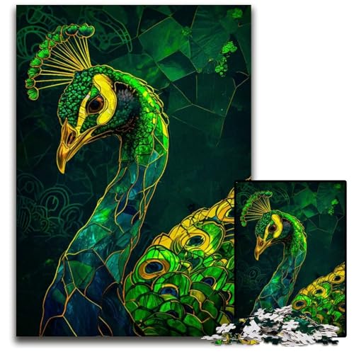 Abstraktes PfauenKintsugiPuzzle für Erwachsene Holzpuzzle für Erwachsene anspruchsvolles DIYDenkspiel für Teenager 1000 Teile (38 x 26 cm) von CXUOSADIP