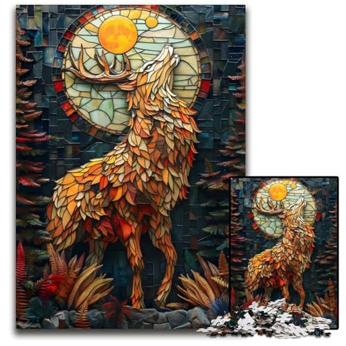 Abstraktes Puzzle mit Hirschaufzucht 1000 Teile für Erwachsene Puzzle Spiel für Erwachsene Geschenk interaktives Familienspiel GehirnHerausforderung Geschenk 1000 Teile (38 x 26 cm) von CXUOSADIP
