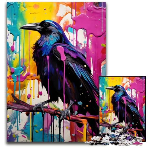 Abstraktes RavenDekoPuzzle 1000 Teile für Erwachsene Holzpuzzle Muttertag Geburtstag Weihnachten 1000 Teile (75 x 50 cm) von CXUOSADIP