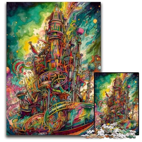 Abstraktes farbenfrohes 1000teiliges Puzzle schwierige Puzzles für Erwachsene Weihnachten Halloween Ostern Neujahr 1000 Teile (38 x 26 cm) von CXUOSADIP