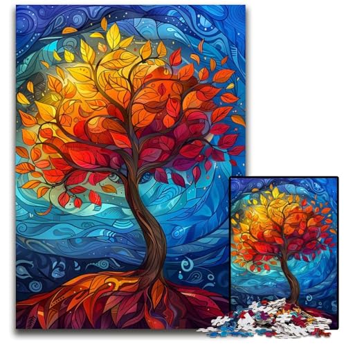 Abstraktes farbenfrohes BaumPuzzle für Erwachsene 1000teiliges Puzzle für Erwachsene hochschwieriges Denkspiel für Teenager 1000 Teile (75 x 50 cm) von CXUOSADIP