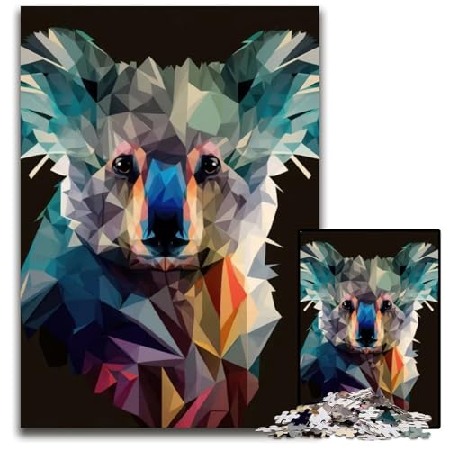 Abstraktes geometrisches KoalaPuzzle 1000 Teile schwierige Puzzles für Erwachsene Weihnachten Halloween Ostern Neujahr 1000 Teile (75 x 50 cm) von CXUOSADIP