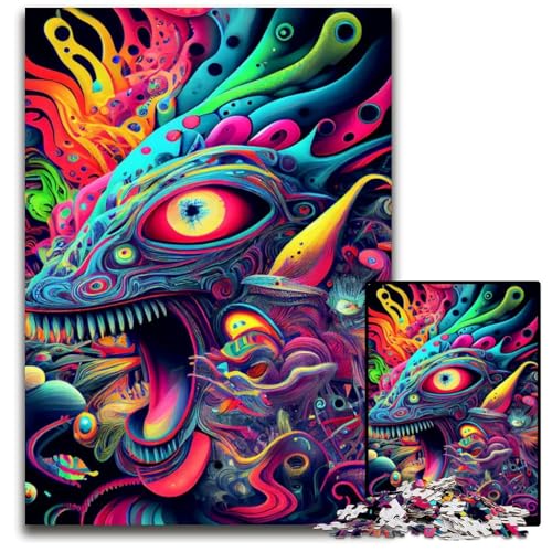 Abstraktes psychedelisches 1000teiliges Puzzle für Erwachsene Holzpuzzle für Teenager und Familien perfekte DIYDekoration und knifflige Herausforderung 1000 Teile (38 x 26 cm) von CXUOSADIP