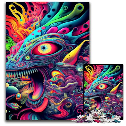 Abstraktes psychedelisches 1000teiliges Puzzle schwierige Puzzles für Erwachsene Weihnachten Halloween Ostern Neujahr 1000 Teile (75 x 50 cm) von CXUOSADIP
