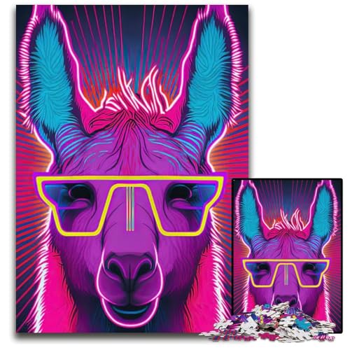 Abstraktes psychedelisches Llamab 1000teiliges Puzzle für Erwachsene Puzzle Denksportaufgabe Spiel für Erwachsene interaktive Familienaktivität 1000 Teile (38 x 26 cm) von CXUOSADIP