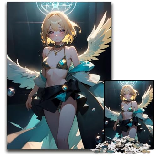 Angel Anime Girl 1000teiliges Puzzle schwierige Puzzles für Erwachsene Weihnachten Halloween Ostern Neujahr 1000 Teile (38 x 26 cm) von CXUOSADIP