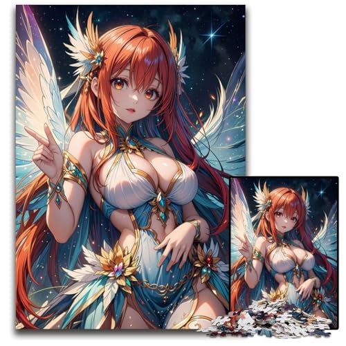 Angelic Anime Girl 1000teiliges Puzzle Puzzles für Erwachsene farbenfrohe Heimdekoration interaktives Familienspiel 1000 Teile (38 x 26 cm) von CXUOSADIP