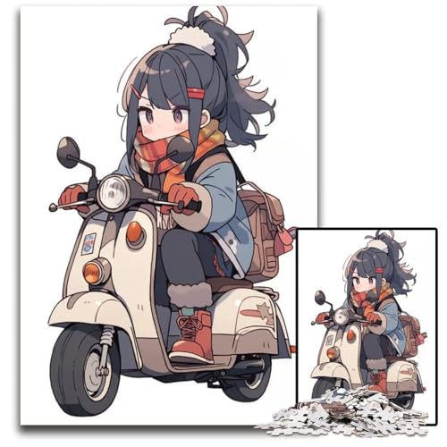 Anime Camp Girl auf Roller Puzzle 1000 Teile für Erwachsene Puzzle für Erwachsene perfekt für Heimdekoration Geburtstage Feiertage und Geschenke 1000 Teile (38 x 26 cm) von CXUOSADIP