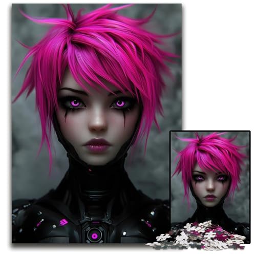 Anime Cyborg Girl 1000teiliges Puzzle aus Holz für Erwachsene anspruchsvolle Denksportaufgabe Familienaktivität Heimdekoration 1000 Teile (38 x 26 cm) von CXUOSADIP