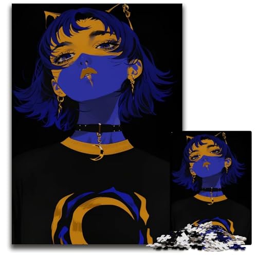 Anime Girl Pt Puzzle für Erwachsene 1000teiliges Holzpuzzle Eltern Liebhaber Freunde Alter 14 1000 PCS (75 x 50 cm) von CXUOSADIP