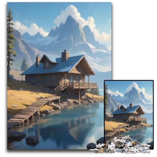 Anime LoFiLandschaft Einer Berghütte am See Puzzle 1000 Teile Unmögliches Puzzle für Erwachsene Lernspielzeug für Jugendliche HeimbüroDekor 1000 Teile (75 x 50 cm) von CXUOSADIP