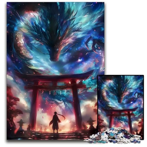 Anime Torii Gate Dragon Puzzles für Erwachsene 1000 Holzpuzzles für Heimdekoration Gehirntraining 1000 Teile (75 x 50 cm) von CXUOSADIP