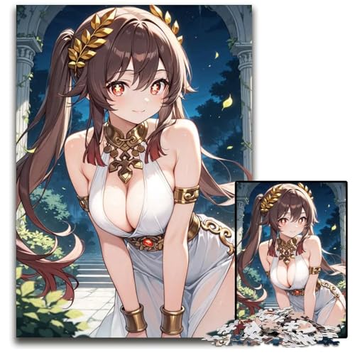 AnimeGöttin im weißen Kleid 1000teiliges Puzzle für Erwachsene unmögliche Puzzles für Erwachsene Spaß für zu Hause Aktivitäten Geburtstagsgeschenk Reisegeschenke 1000 Teile (75 x 50 cm) von CXUOSADIP