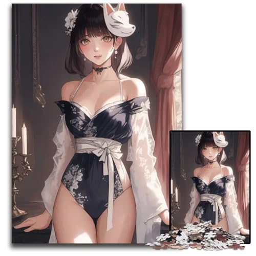 AnimeMädchen im KimonoPuzzle 1000 Teile Puzzle pädagogisches Denkspiel künstlerische HeimbüroDekoration ab 14 Jahren 1000 Teile (38 x 26 cm) von CXUOSADIP