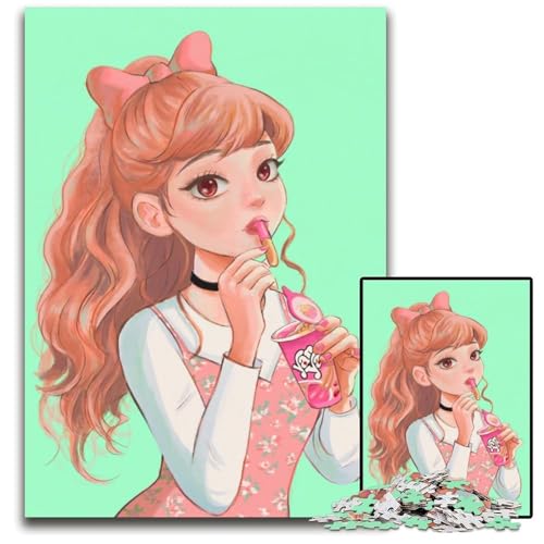 AnimeMädchen isst Snack PCPuzzle für Erwachsene Holzpuzzle für Heimdekoration ideales Weihnachts und Neujahrsgeschenk für Teenager 1000 Teile (38 x 26 cm) von CXUOSADIP