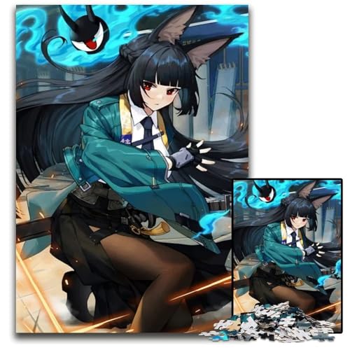 AnimeMädchen mit Katzenohren Puzzle 1000 Teile für Erwachsene schwierige Puzzles für Erwachsene Geburtstagsgeschenkidee anspruchsvolles Denkspiel 1000 Teile (75 x 50 cm) von CXUOSADIP