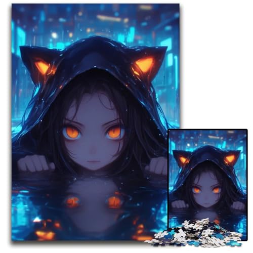 AnimeMädchen mit Katzenohren Puzzle anspruchsvolle Puzzles Denksportaufgabe interaktives Familienspiel geeignet für Kinder ab 14 Jahren 1000 Teile (38 x 26 cm) von CXUOSADIP
