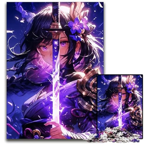 AnimeMädchen mit Schwert Puzzle für Erwachsene 1000teiliges Holzpuzzle Eltern Liebhaber Freunde Alter 14 1000 Teile (38 x 26 cm) von CXUOSADIP