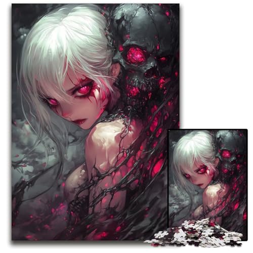 AnimeMädchen mit TotenkopfPuzzle 1000 Teile Puzzle pädagogisches Denkspiel künstlerische HeimbüroDekoration ab 14 Jahren 1000 Teile (38 x 26 cm) von CXUOSADIP