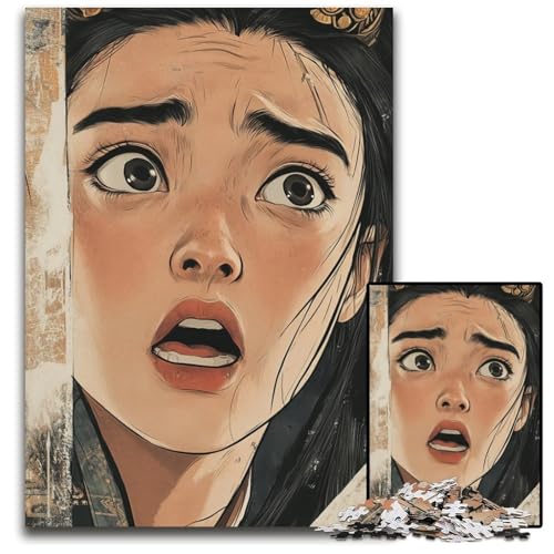 AnimeMädchen mit ängstlichem Gesichtsausdruck PCPuzzle für Erwachsene Holzpuzzle für die Heimdekoration ideales Weihnachts und Neujahrsgeschenk für Teenager 1000 Teile (38 x 26 cm) von CXUOSADIP