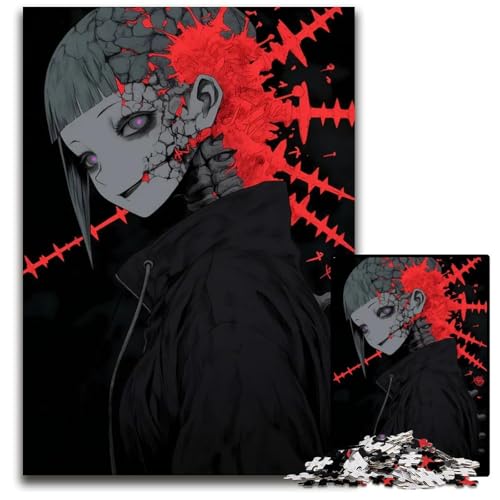 AnimeMädchen mit gebrochenem Kopf Puzzleteil anspruchsvolle Puzzles Denksportaufgabe interaktives Familienspiel geeignet für Kinder ab 14 Jahren 1000 Teile (38 x 26 cm) von CXUOSADIP