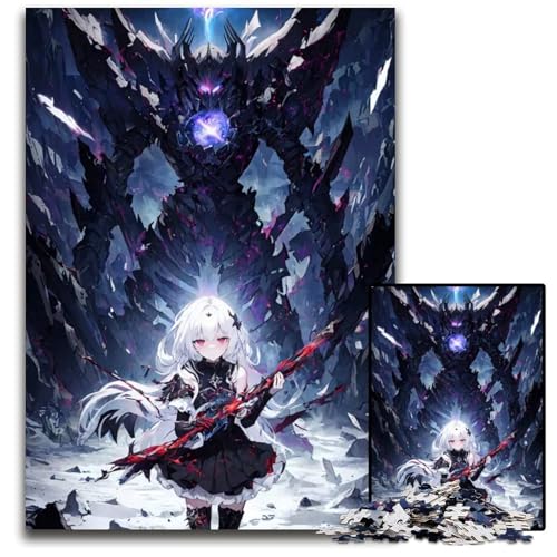 AnimeMädchen mit riesigem RoboterPuzzle 1000 Teile für Erwachsene unmögliche Puzzles für Erwachsene anspruchsvolles Denkspiel für Teenager Spaß für den Familienspieleabend 1000 Teile (38 x 26 cm) von CXUOSADIP