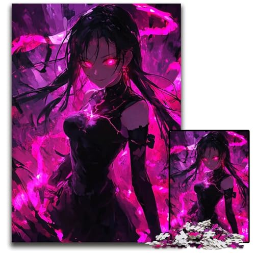 AnimeMädchen mit rosa Energie 1000teiliges Puzzle Holzpuzzle für Erwachsene anspruchsvolle Denksportaufgabe Familienaktivität Heimdekoration 1000 Teile (38 x 26 cm) von CXUOSADIP