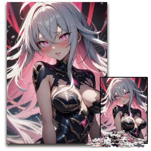 AnimeMädchen mit rosa Haaren Puzzle 1000 Teile für Erwachsene Puzzle für Erwachsene perfekt für Heimdekoration Geburtstage Feiertage und Geschenke 1000 Teile (75 x 50 cm) von CXUOSADIP