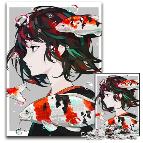 AnimeMädchenPuzzle für Erwachsene Holzpuzzle für die Heimdekoration ideales Weihnachts und Neujahrsgeschenk für Teenager 1000 Teile (38 x 26 cm) von CXUOSADIP