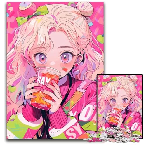 AnimeMädchenTrinkteilPuzzle anspruchsvolle Puzzles Denksportaufgabe interaktives Familienspiel geeignet für Kinder ab 14 Jahren 1000 Teile (38 x 26 cm) von CXUOSADIP
