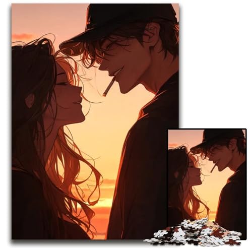 AnimePaarLiebespuzzle 1000 Teile Puzzle pädagogisches Denkspiel künstlerische HeimbüroDekoration ab 14 Jahren 1000 Teile (38 x 26 cm) von CXUOSADIP