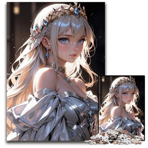 AnimePrinzessin mit Krone Puzzle 1000 Teile für Erwachsene schwierige Puzzles für Erwachsene perfekt für Familienspaß an Weihnachten Thanksgiving Geburtstagen Ostern 1000 Teile (75 x 50 cm) von CXUOSADIP