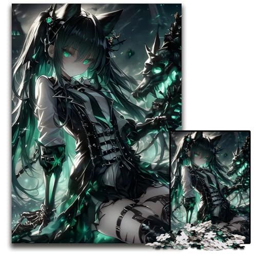 AnimePuzzle mit DrachenskelettMädchen PCPuzzle für Erwachsene Holzpuzzle für die Heimdekoration ideales Weihnachts und Neujahrsgeschenk für Teenager 1000 Teile (38 x 26 cm) von CXUOSADIP