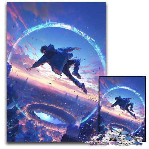 AnimeStadtbild mit fallender Figur 1000teiliges Puzzle für Erwachsene Puzzle für Erwachsene Geburtstage und Feiertage 1000 Teile (38 x 26 cm) von CXUOSADIP