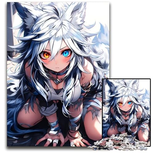 Arctic Foxgirl Puzzle 1000 Teile Unmögliches Puzzle für Erwachsene Lernspielzeug für Teenager HeimbüroDekor 1000 Teile (75 x 50 cm) von CXUOSADIP