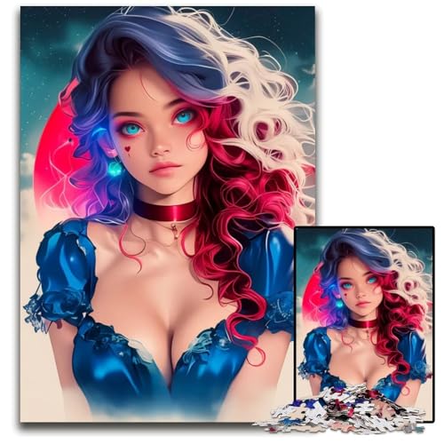 Blueeyed AnimeMädchenPuzzles 1000 Teile für Erwachsene Unmögliche Puzzles für Erwachsene Anspruchsvolles Denkspiel für Teenager Spaß am Familienspieleabend 1000 Teile (38 x 26 cm) von CXUOSADIP