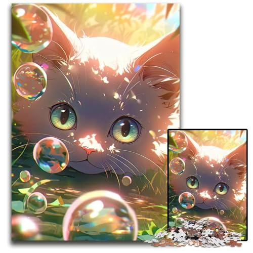 Bubble Cat AnimePuzzle 1000 Teile unmögliches Puzzle für Erwachsene Lernspielzeug für Teenager HeimbüroDekor 1000 Teile (38 x 26 cm) von CXUOSADIP