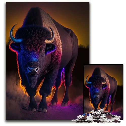BüffelTierPuzzle 1000 Teile unmögliches Puzzle für Erwachsene Lernspielzeug für Teenager HeimbüroDekor 1000 Teile (75 x 50 cm) von CXUOSADIP
