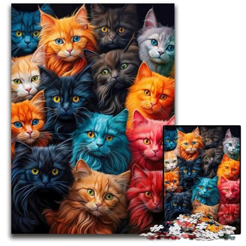 Bunch of Catsb Puzzles 1000 Teile für Erwachsene Puzzles Spiel für Erwachsene Geschenk Familieninteraktives Spiel Gehirnherausforderung Geschenk 1000 PCS (38x26cm) von CXUOSADIP