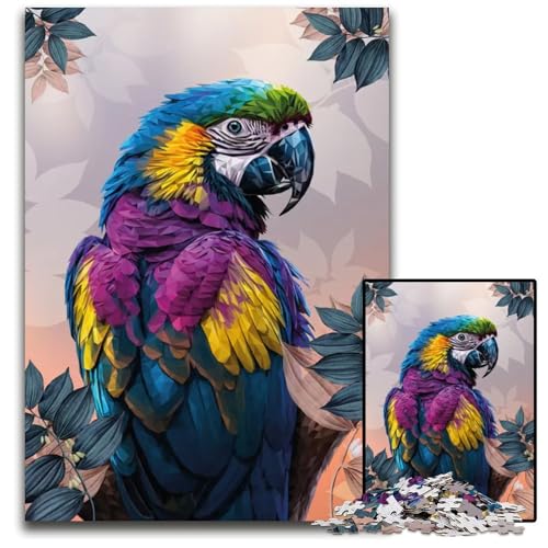 Bunter Papagei im LowPolyStil Puzzle für Erwachsene 1000 Teile Puzzle für die ganze Familie Denksportaufgabe Heimdekoration 1000 Teile (75 x 50 cm) von CXUOSADIP