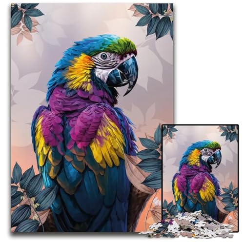Bunter Papagei im LowPolyStil Puzzle mit 1000 Teilen für Erwachsene Papierpuzzle perfekt für Familienspaß Partyspiele Geburtstagspartygeschenke 1000 Teile (38 x 26 cm) von CXUOSADIP