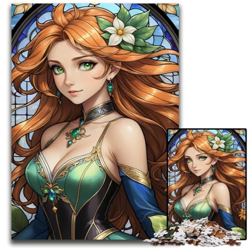 BuntglasMädchen 14teiliges Puzzle anspruchsvolle Rätsel Denksportaufgabe interaktives Familienspiel geeignet für Kinder ab 14 Jahren 1000 Teile (75 x 50 cm) von CXUOSADIP