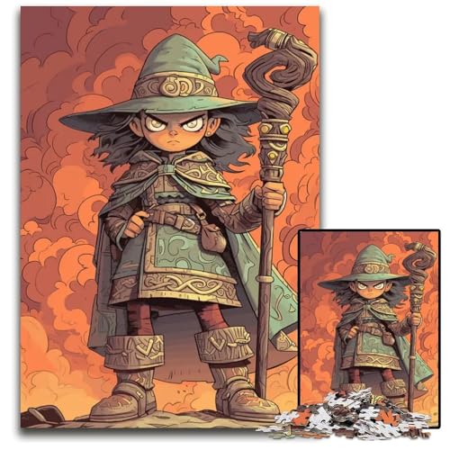 CartoonMagierMädchenPuzzle 1000 Teile für Erwachsene Holzpuzzle für Erwachsene Heimdekoration 1000 Teile (75 x 50 cm) von CXUOSADIP