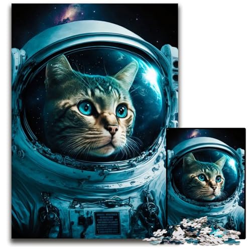Cat's Space Odyssey 1000teiliges Puzzle schwierige Puzzles für Erwachsene Weihnachten Halloween Ostern Neujahr 1000 Teile (38 x 26 cm) von CXUOSADIP
