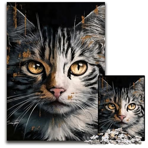 Cat1000teiliges Puzzle für Erwachsene Puzzles für Erwachsene entspannende Unterhaltung Heimdekoration 1000 Teile (75 x 50 cm) von CXUOSADIP