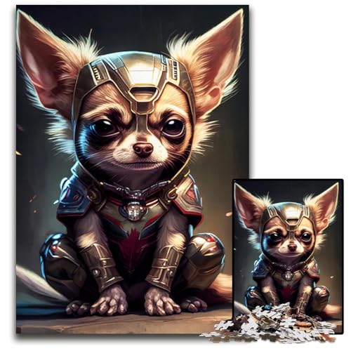 ChihuahuaSuperheldenPuzzle 1000 Teile für Erwachsene Holzpuzzle für Erwachsene Heimdekoration 1000 Teile (75 x 50 cm) von CXUOSADIP